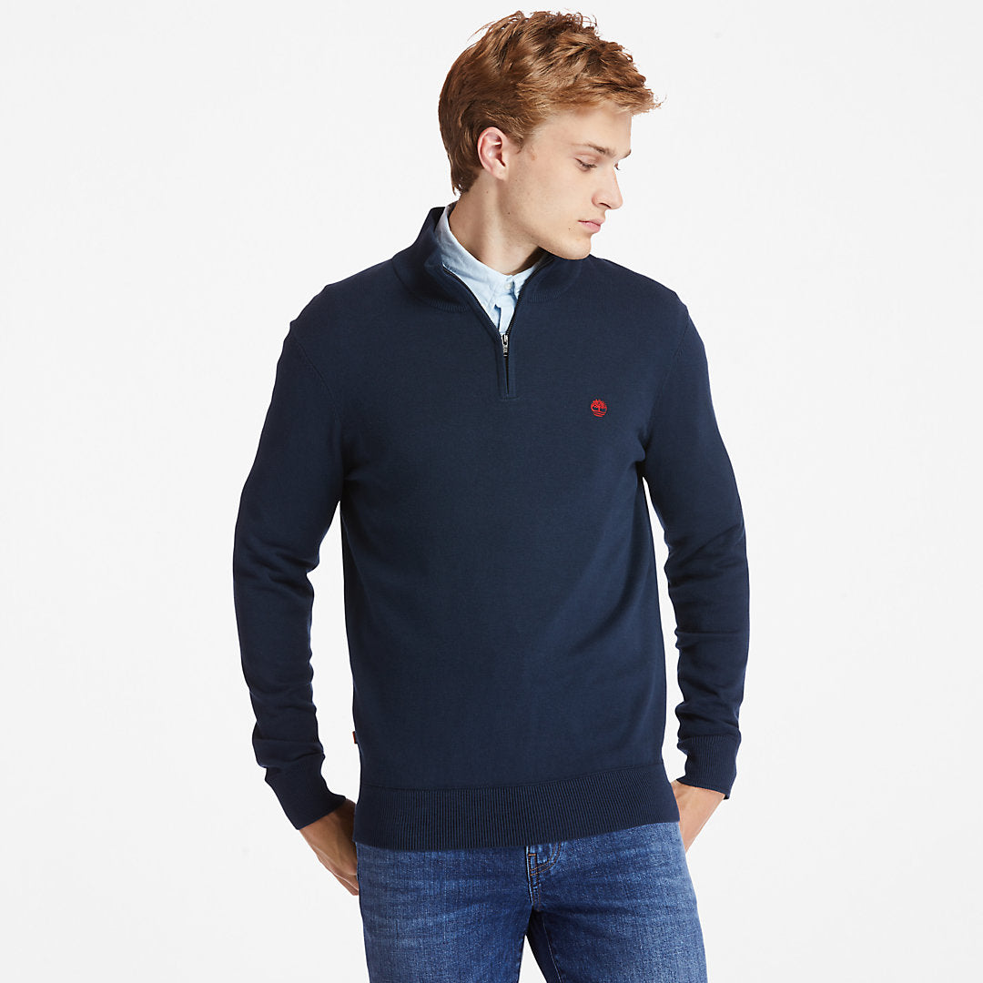 Timberland Mens Williams River Zip-neck Sweater for Men in Navy