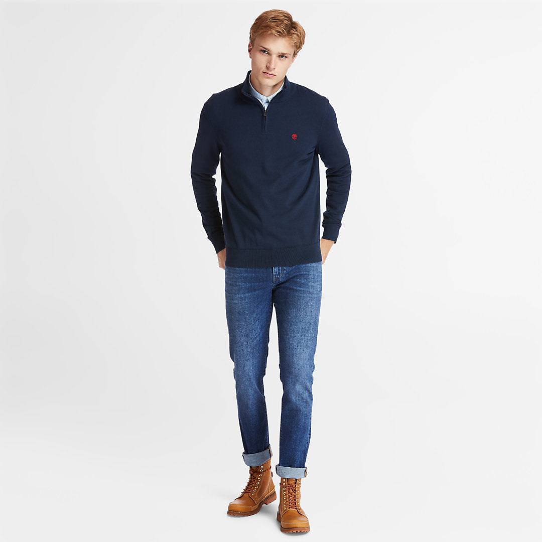 Timberland Mens Williams River Zip-neck Sweater for Men in Navy