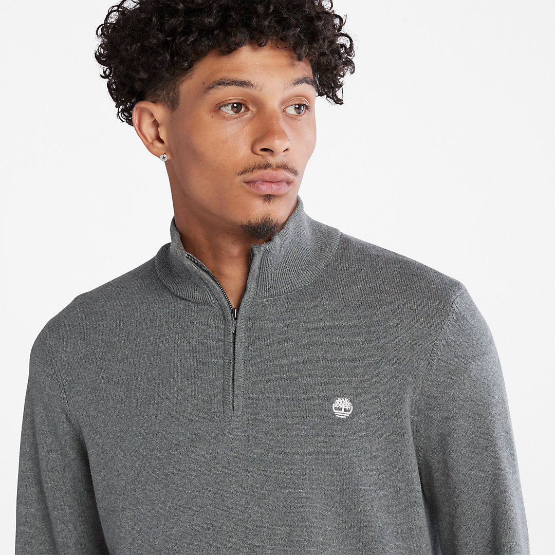 Timberland Mens Williams River Zip-neck Sweater for Men in Dark Grey