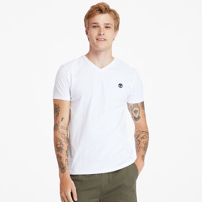 Timberland Mens Dunstan River V-Neck T-Shirt for Men in White