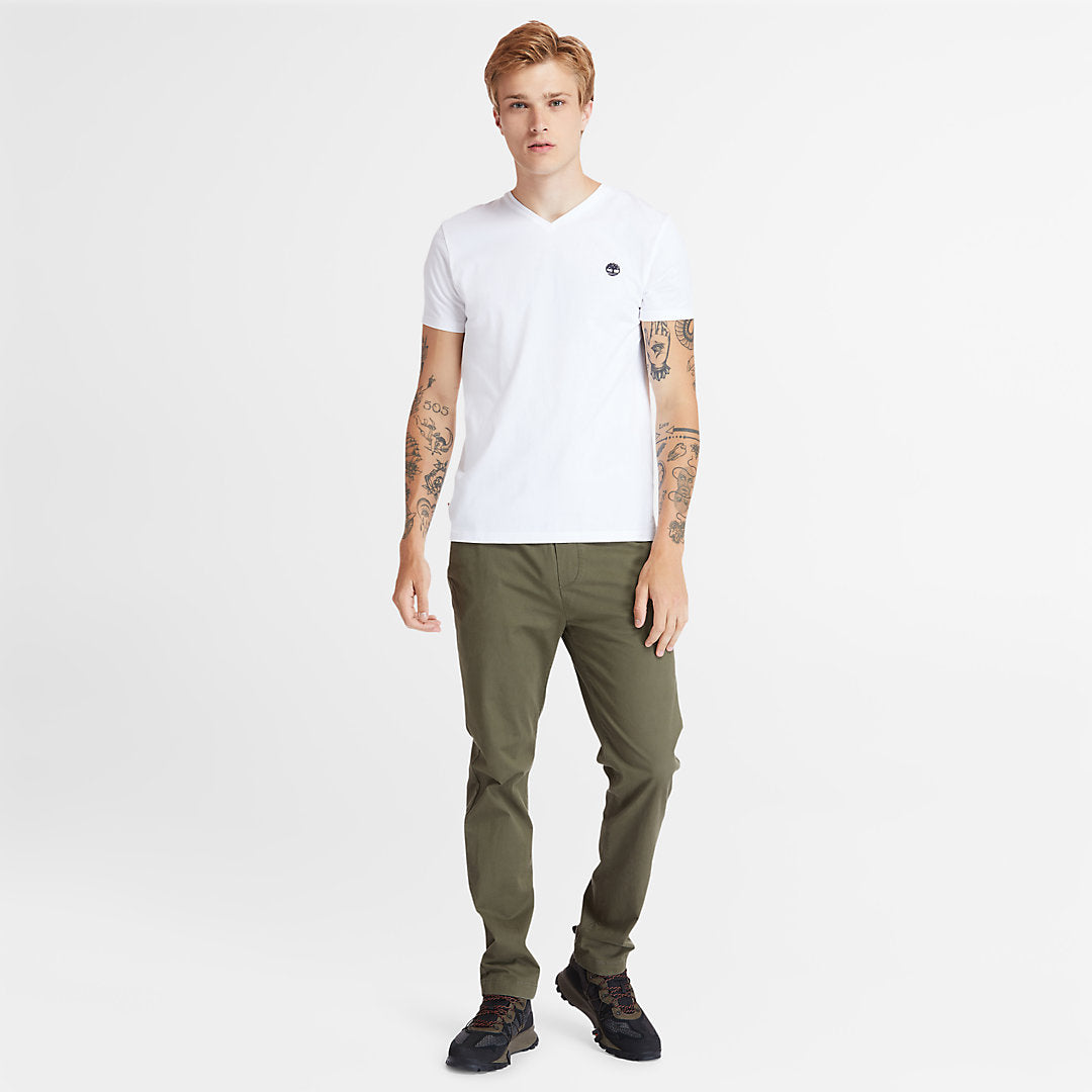 Timberland Mens Dunstan River V-Neck T-Shirt for Men in White