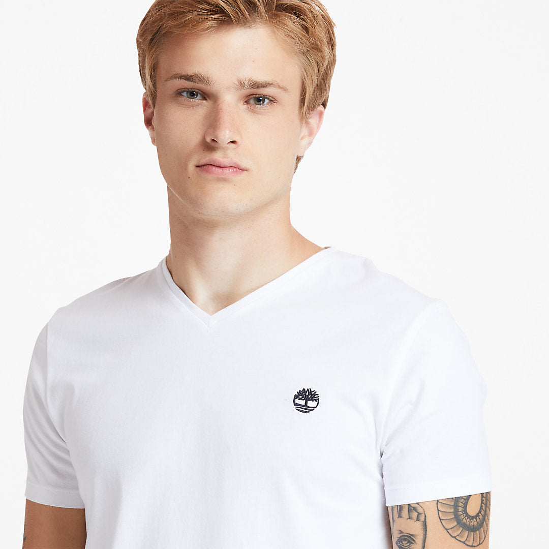 Timberland Mens Dunstan River V-Neck T-Shirt for Men in White