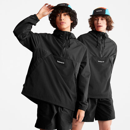 Timberland Mens DWR Zip-Neck Windbreaker for Men in Black