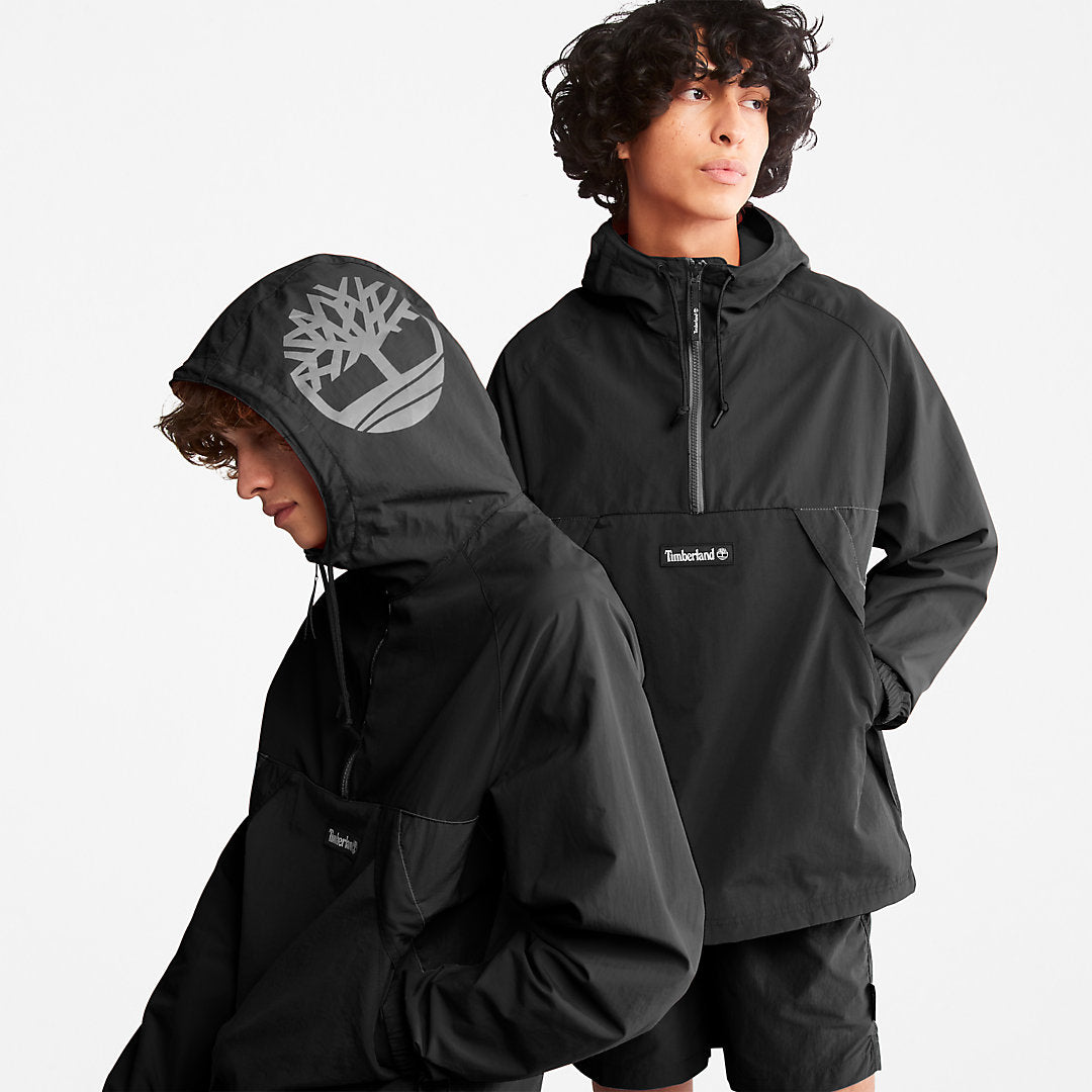 Timberland Mens DWR Zip-Neck Windbreaker for Men in Black