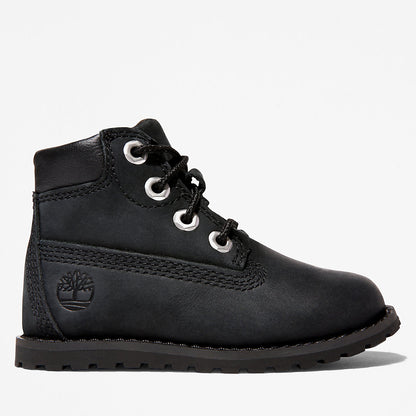 Timberland Kids Toddler Pokey Pine 6-Inch Side-Zip Boots in Monochrome Black