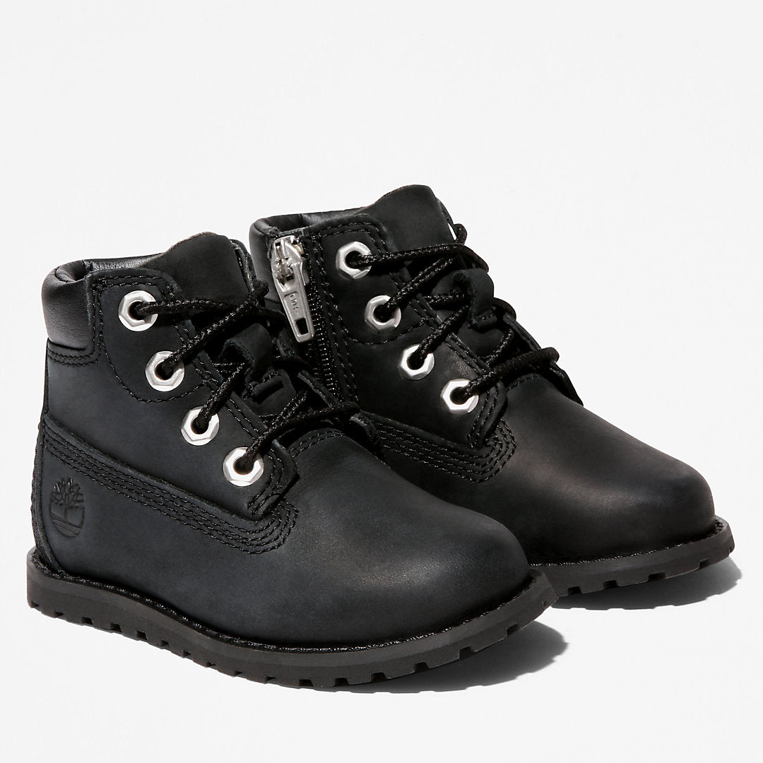 Timberland Kids Toddler Pokey Pine 6-Inch Side-Zip Boots in Monochrome Black