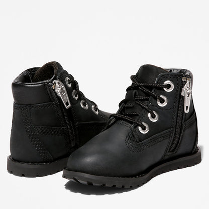 Timberland Kids Toddler Pokey Pine 6-Inch Side-Zip Boots in Monochrome Black