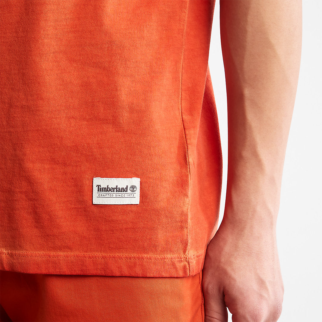 Timberland Mens Lamprey River Garment-Dyed T-Shirt for Men in Orange