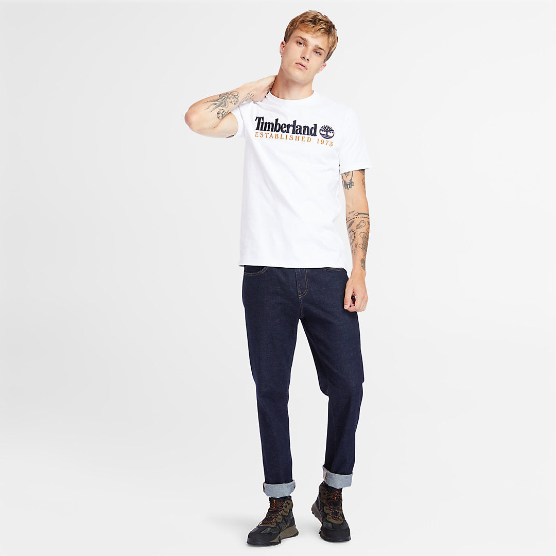 Timberland Mens Outdoor Heritage Linear-Logo T-Shirt for Men in White
