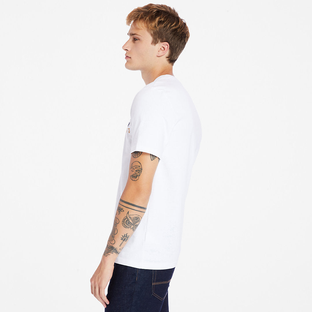 Timberland Mens Outdoor Heritage Linear-Logo T-Shirt for Men in White