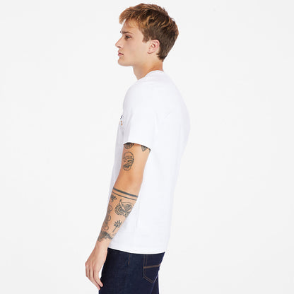 Timberland Mens Outdoor Heritage Linear-Logo T-Shirt for Men in White