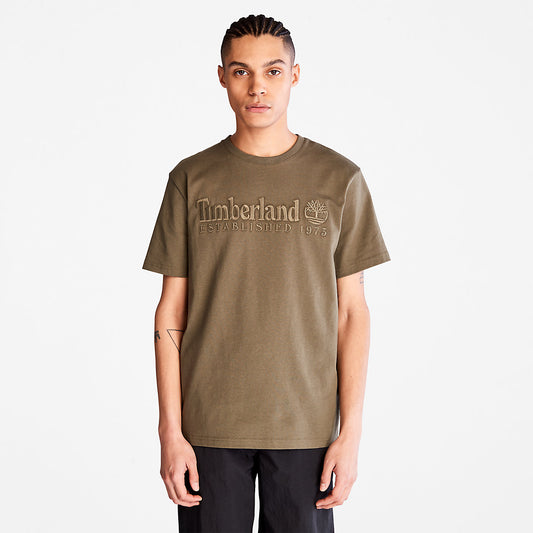 Timberland Mens Outdoor Heritage Linear-Logo T-Shirt for Men in Dark Green