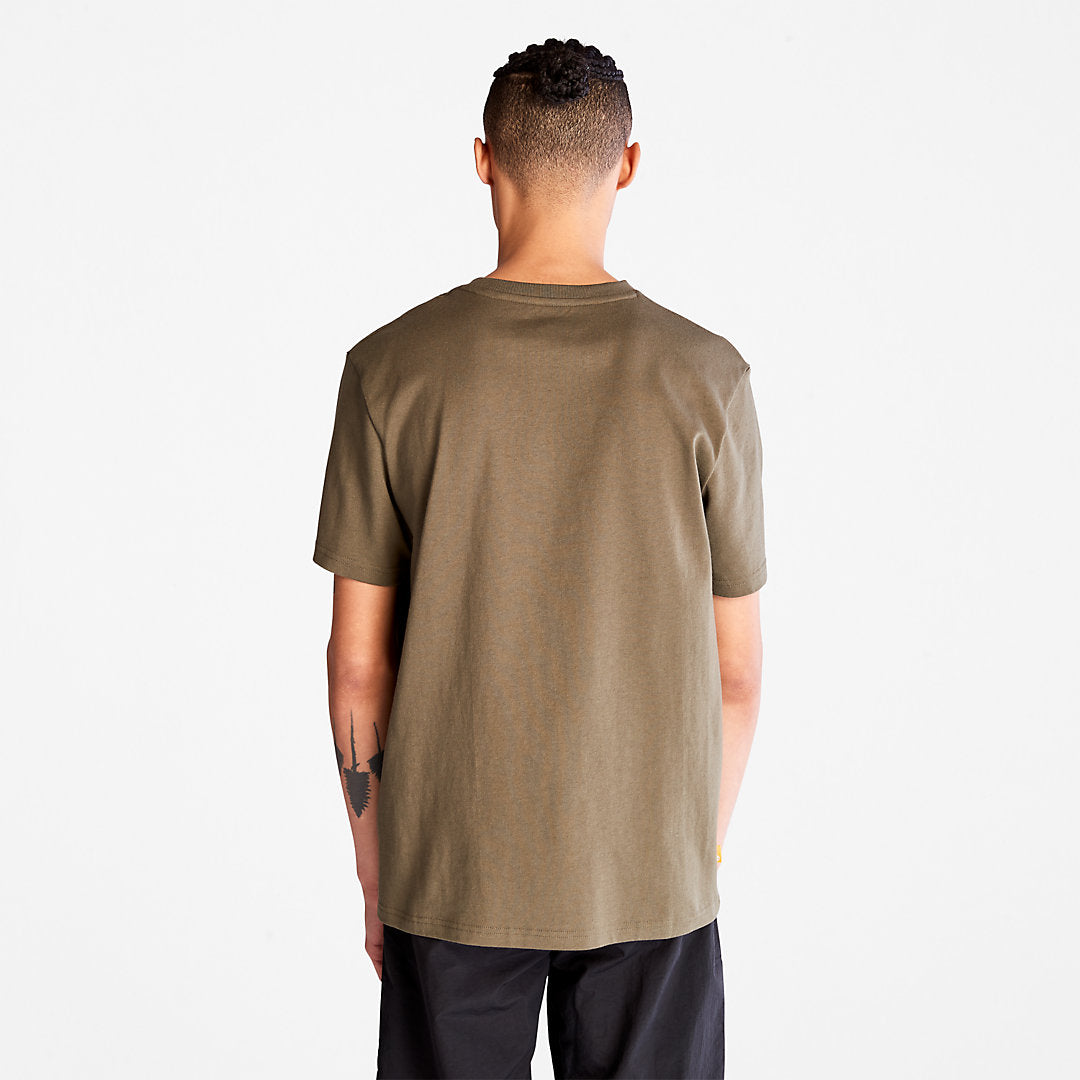 Timberland Mens Outdoor Heritage Linear-Logo T-Shirt for Men in Dark Green