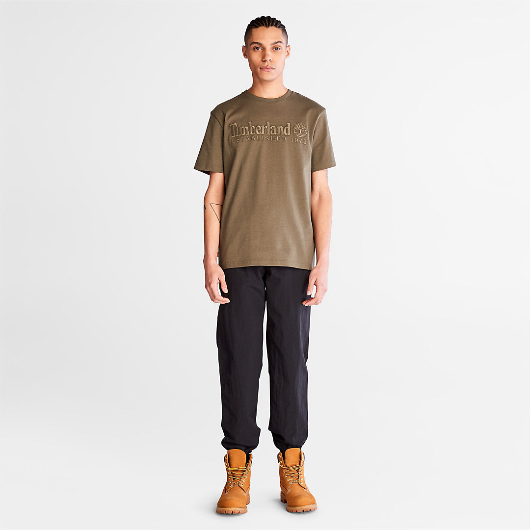 Timberland Mens Outdoor Heritage Linear-Logo T-Shirt for Men in Dark Green