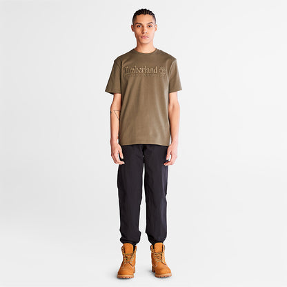 Timberland Mens Outdoor Heritage Linear-Logo T-Shirt for Men in Dark Green