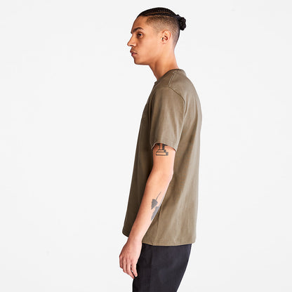 Timberland Mens Outdoor Heritage Linear-Logo T-Shirt for Men in Dark Green