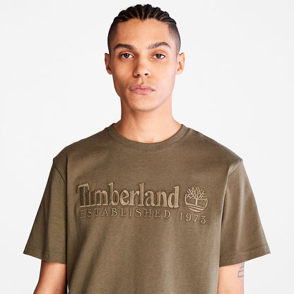 Timberland Mens Outdoor Heritage Linear-Logo T-Shirt for Men in Dark Green