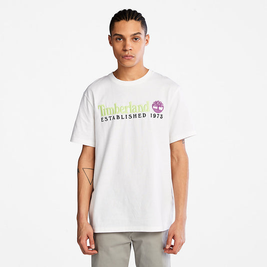 Timberland Mens Outdoor Heritage Linear-Logo T-Shirt for Men in White