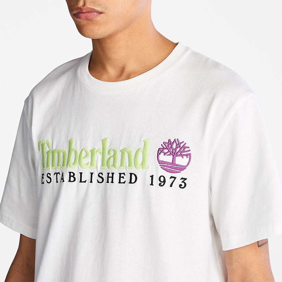 Timberland Mens Outdoor Heritage Linear-Logo T-Shirt for Men in White
