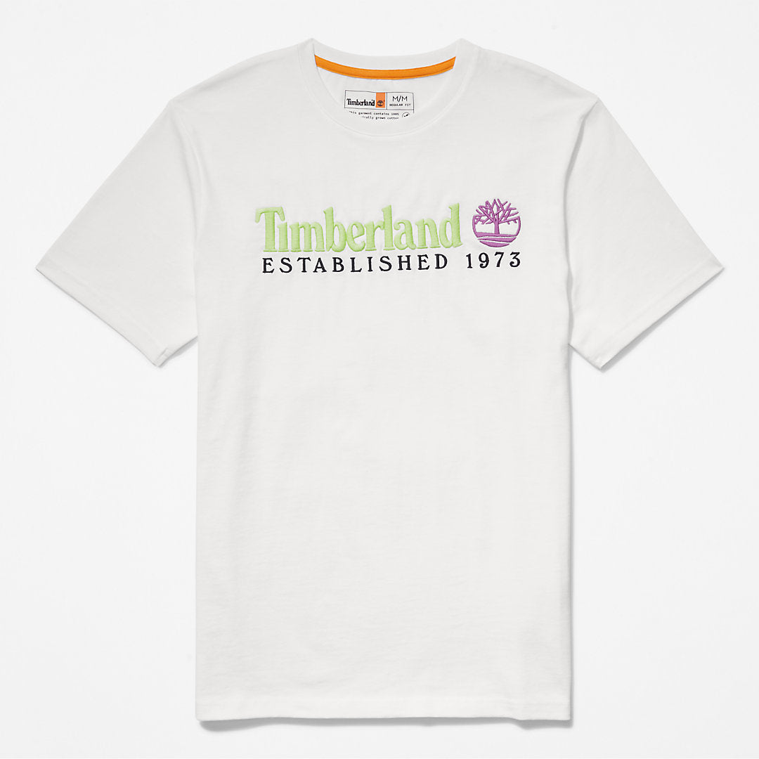 Timberland Mens Outdoor Heritage Linear-Logo T-Shirt for Men in White