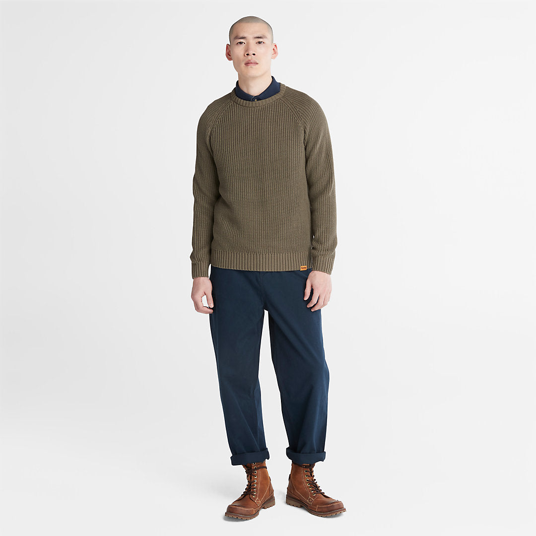 Timberland Mens Beards Brook Crew-Neck Sweater for Men in Dark Green