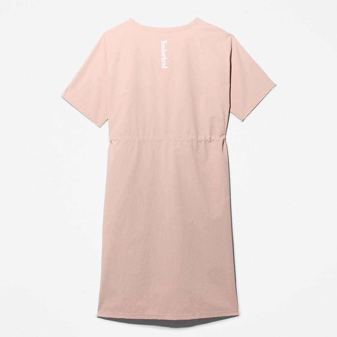 Timberland Womens Drawstring T-Shirt Dress for Women in Light Pink