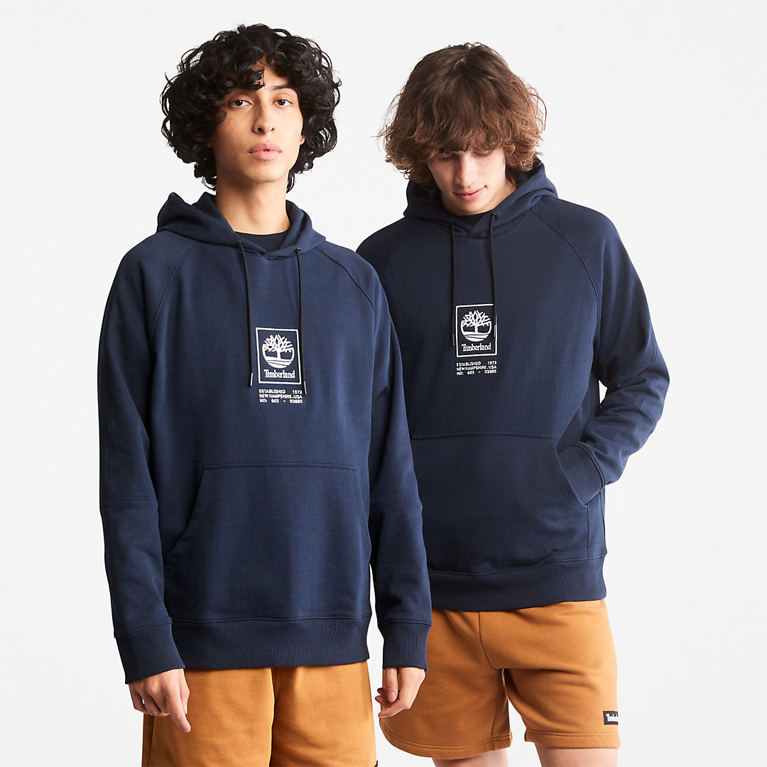 Timberland Mens Heavyweight Logo Hoodie for All Gender in Navy