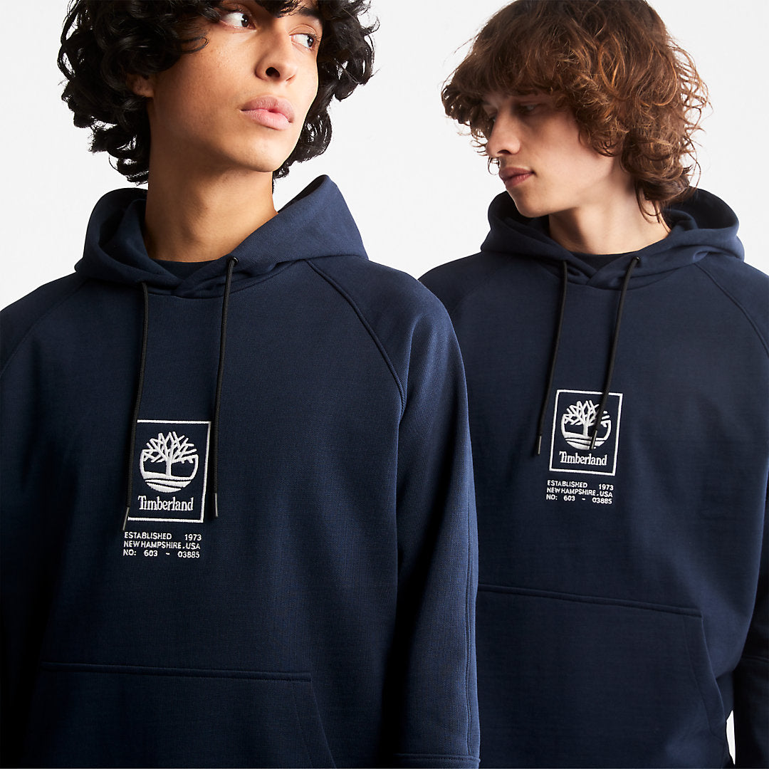 Timberland Mens Heavyweight Logo Hoodie for All Gender in Navy