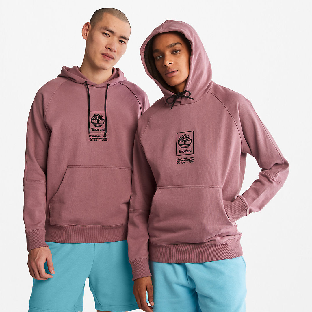 Timberland Mens Heavyweight Logo Hoodie for All Gender in Pink