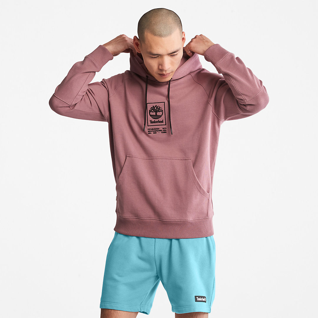 Timberland Mens Heavyweight Logo Hoodie for All Gender in Pink
