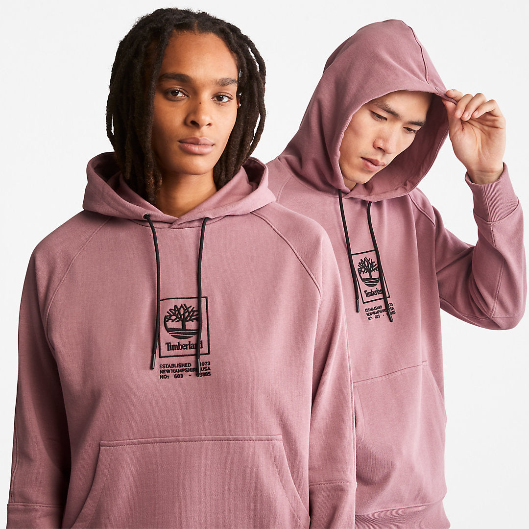 Timberland Mens Heavyweight Logo Hoodie for All Gender in Pink