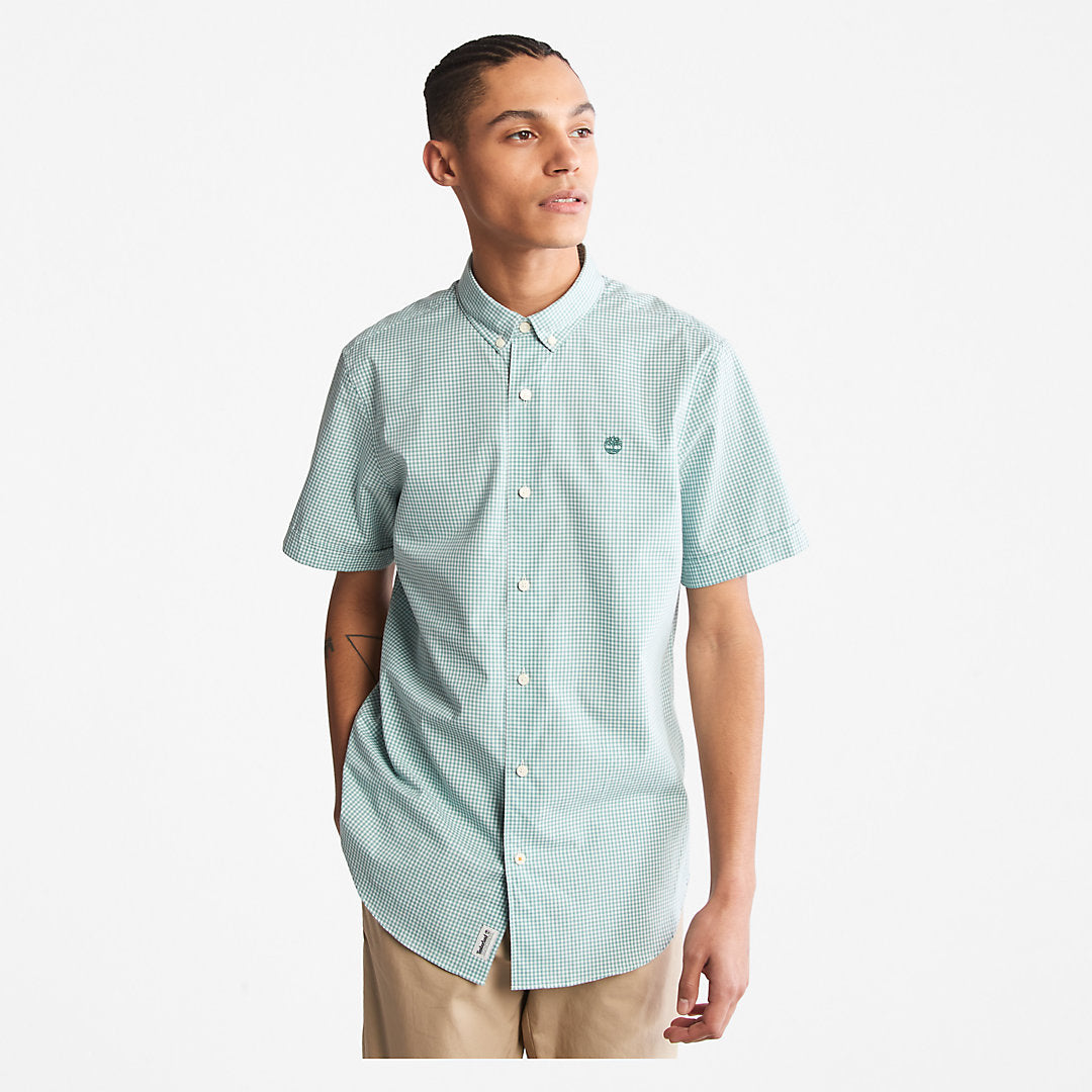 Timberland Mens Suncook River Short-Sleeve Poplin Shirt for Men in Green