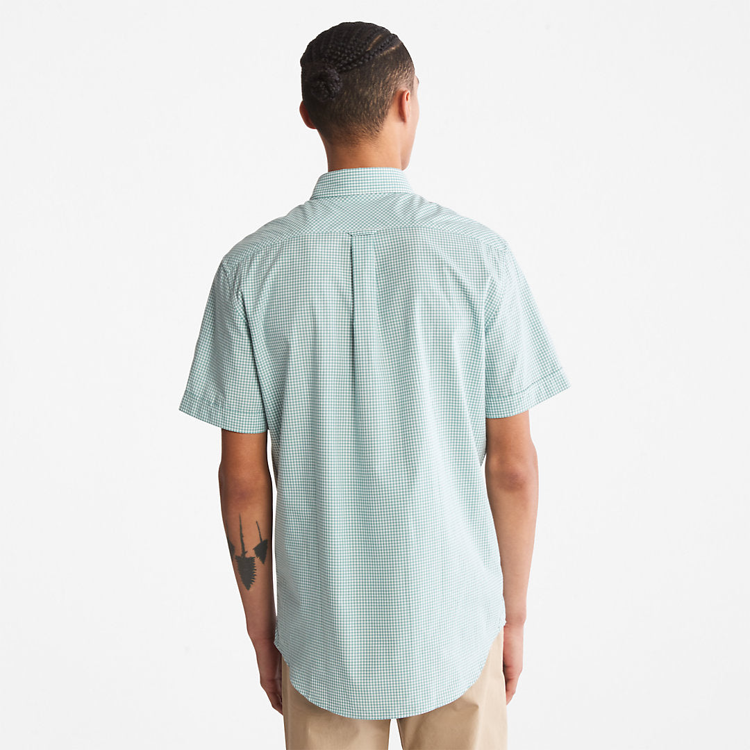 Timberland Mens Suncook River Short-Sleeve Poplin Shirt for Men in Green