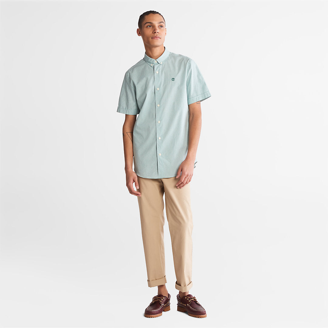 Timberland Mens Suncook River Short-Sleeve Poplin Shirt for Men in Green