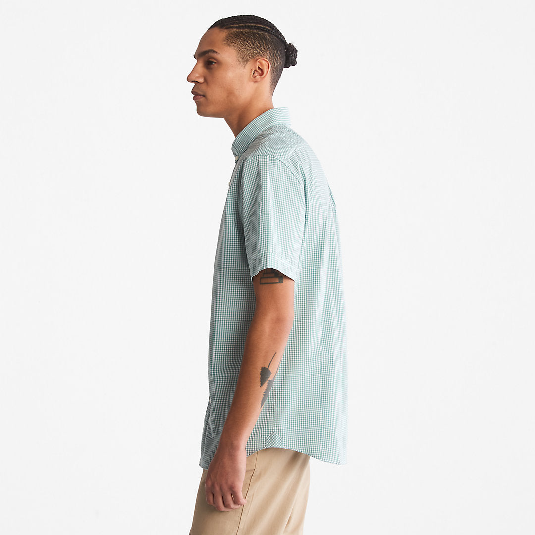 Timberland Mens Suncook River Short-Sleeve Poplin Shirt for Men in Green