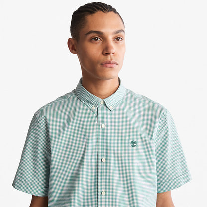 Timberland Mens Suncook River Short-Sleeve Poplin Shirt for Men in Green