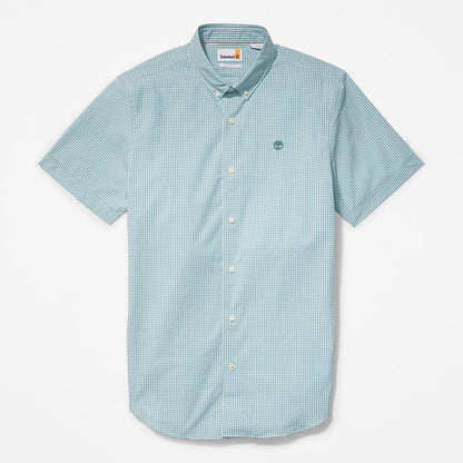 Timberland Mens Suncook River Short-Sleeve Poplin Shirt for Men in Green