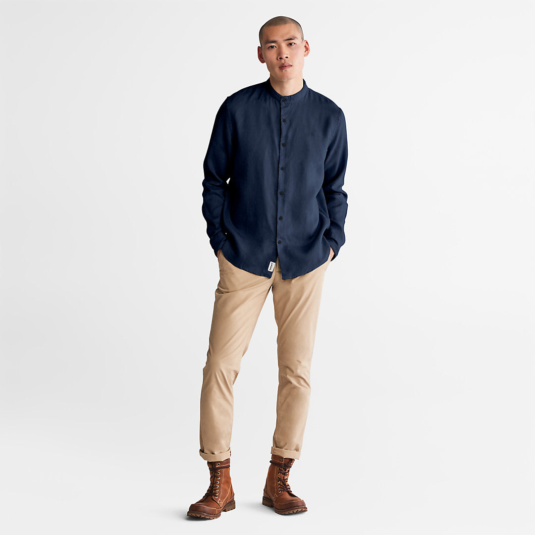 Timberland Mens Mill River Linen Shirt for Men in Navy