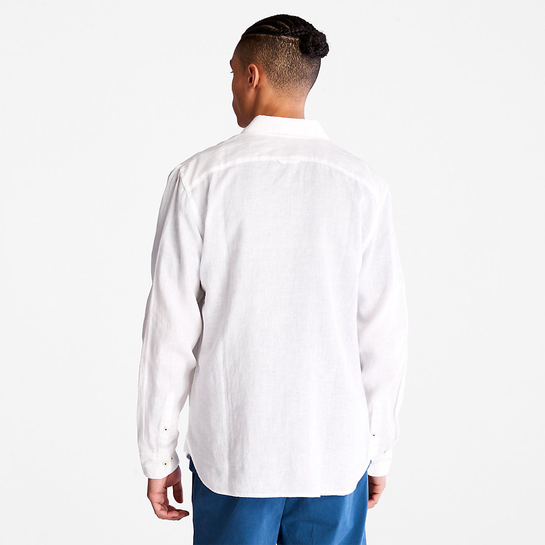 Timberland Mens Mill River LS Linen Shirt for Men in White