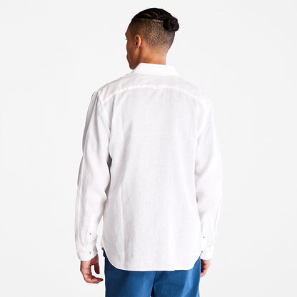 Timberland Mens Mill River LS Linen Shirt for Men in White
