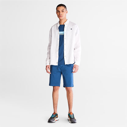 Timberland Mens Mill River LS Linen Shirt for Men in White