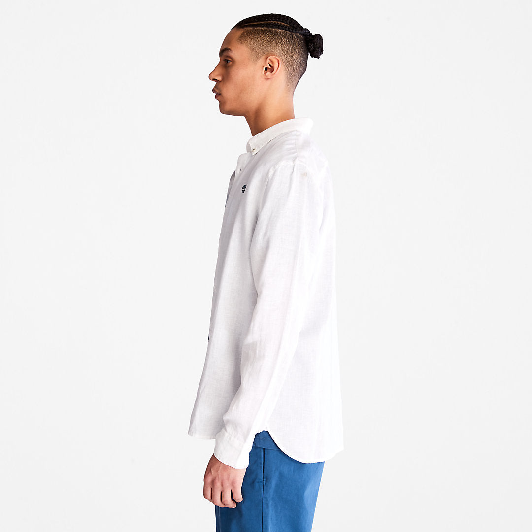 Timberland Mens Mill River LS Linen Shirt for Men in White
