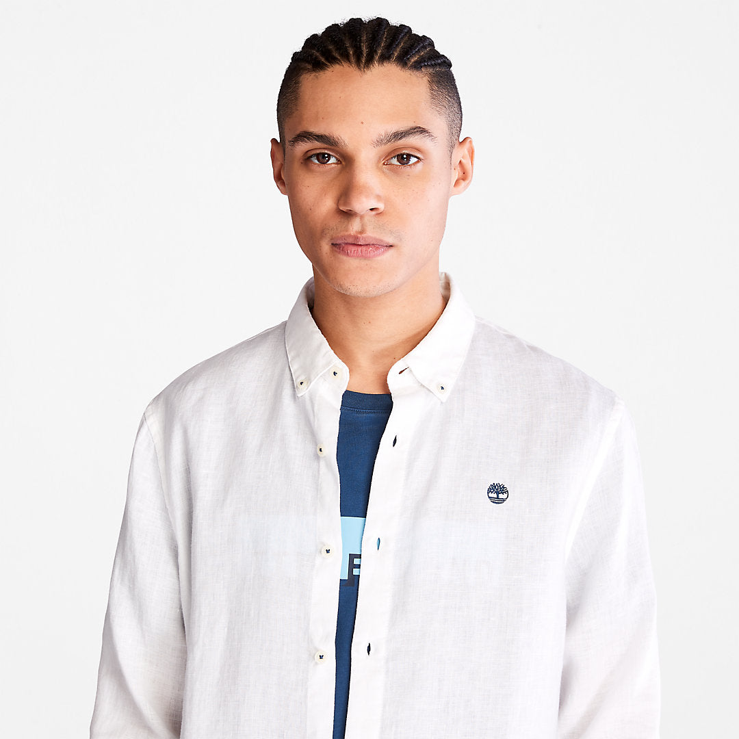 Timberland Mens Mill River LS Linen Shirt for Men in White