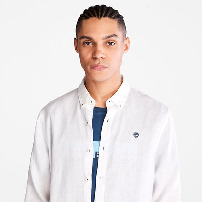 Timberland Mens Mill River LS Linen Shirt for Men in White