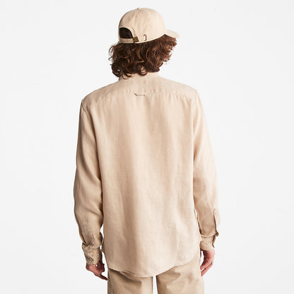 Timberland Mens Mill River Slim-Fit Linen Shirt for Men in Beige