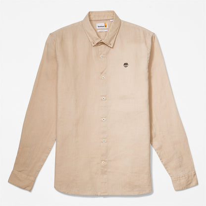 Timberland Mens Mill River Slim-Fit Linen Shirt for Men in Beige