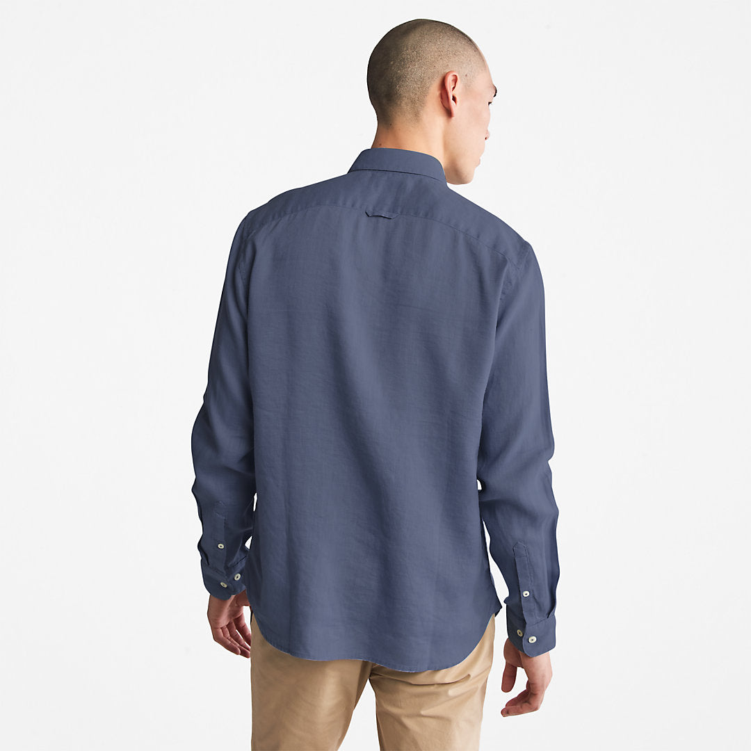 Timberland Mens Mill River Slim-Fit Linen Shirt for Men in Blue or Navy