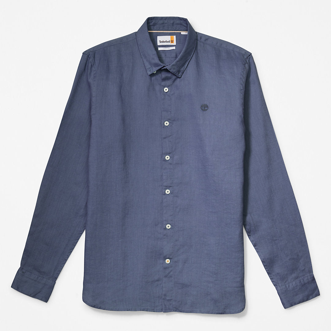 Timberland Mens Mill River Slim-Fit Linen Shirt for Men in Blue or Navy