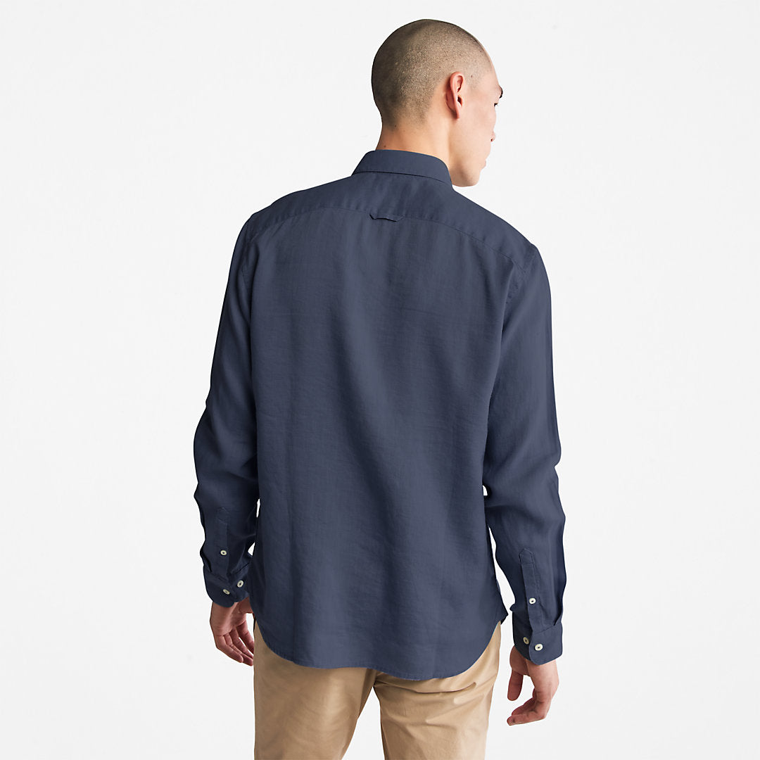 Timberland Mens Mill River LS Linen Shirt for Men in Navy