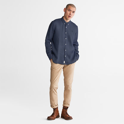 Timberland Mens Mill River LS Linen Shirt for Men in Navy